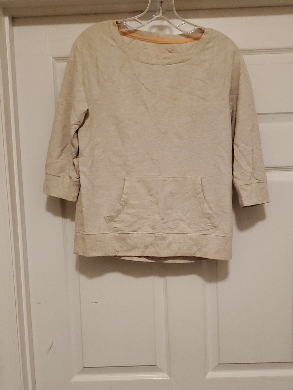 Sonoma Cream Scoop-Neck Pullover with Front Pocket
